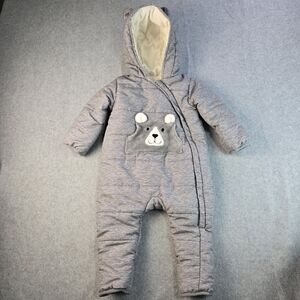 Wonder Nation Gray Bear Hooded Kids One Piece 6-9 Mon
